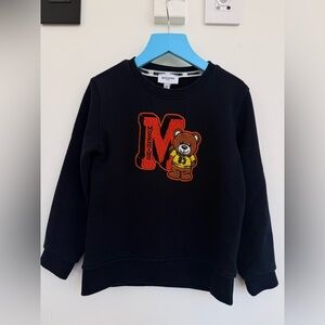 Moschino Kids Black Sweatshirt with Red-Orange Teddy Patch